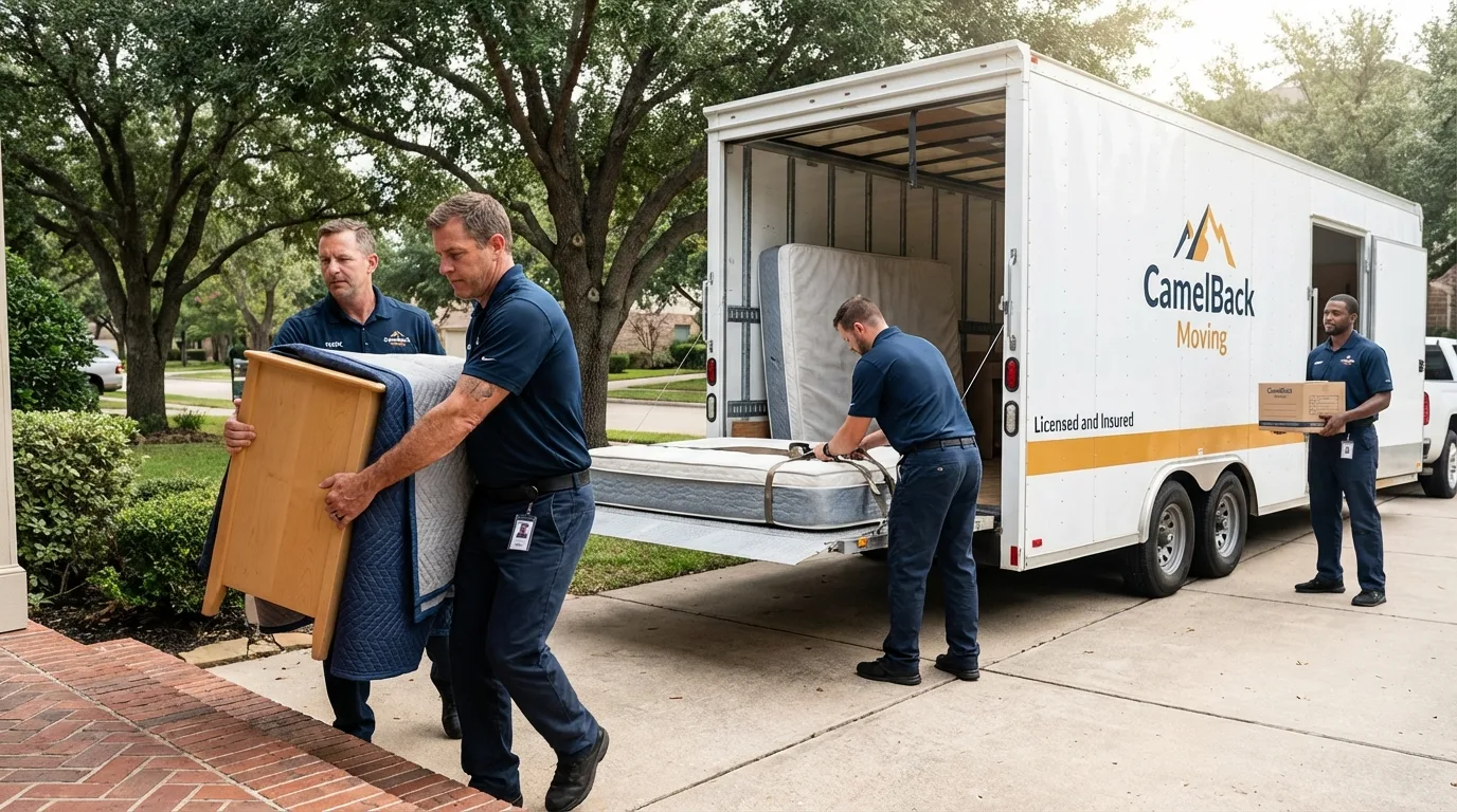 Crew loading residential truck for cross-state move from North Canton, OH